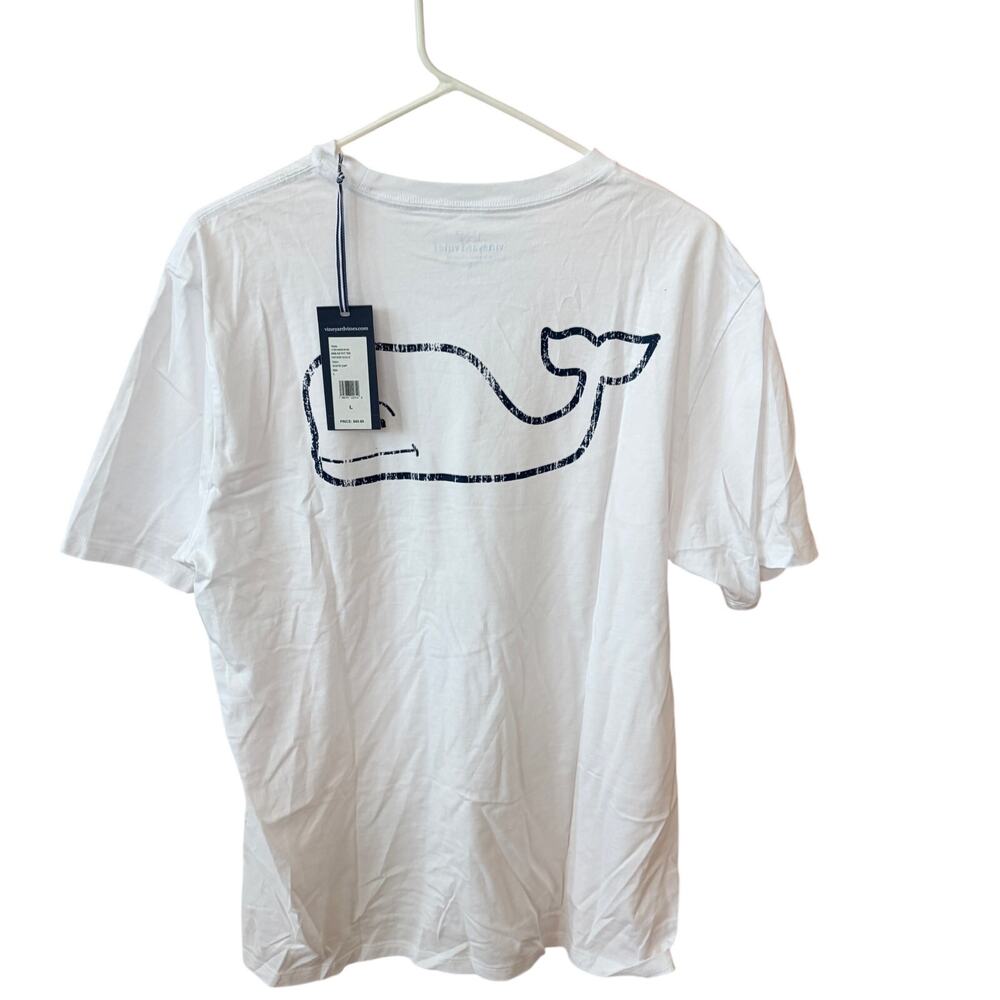 Vineyard Vines White Short Sleeve Graphic Pocket Tee Whale Men Size Large